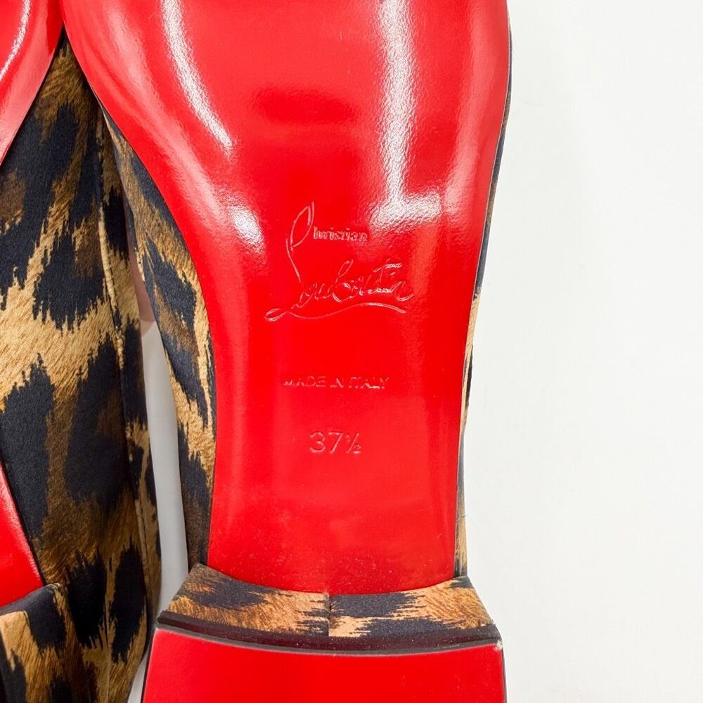 Christian Louboutin Mamaflirt 30 Satin Leopard Bow Ballet Flats EU 37.5 US 7.5 - Picture 11 of 12